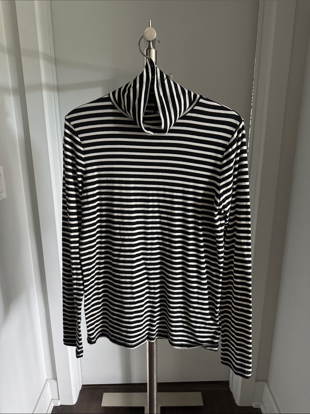 GAP Black & White Striped Turtleneck Sweater